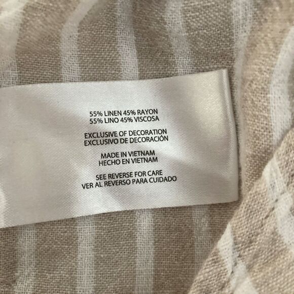 Gap Linen Blend Button Down Mens SMALL Tan Stripe Pocket Long Sleeve - Picture 7 of 12